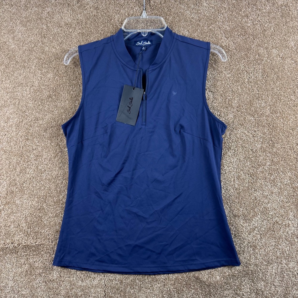 Bad Birdie Blade SL Sleeveless Golf Polo Dark Navy 1/4 Zip Womens Medium NEW $82